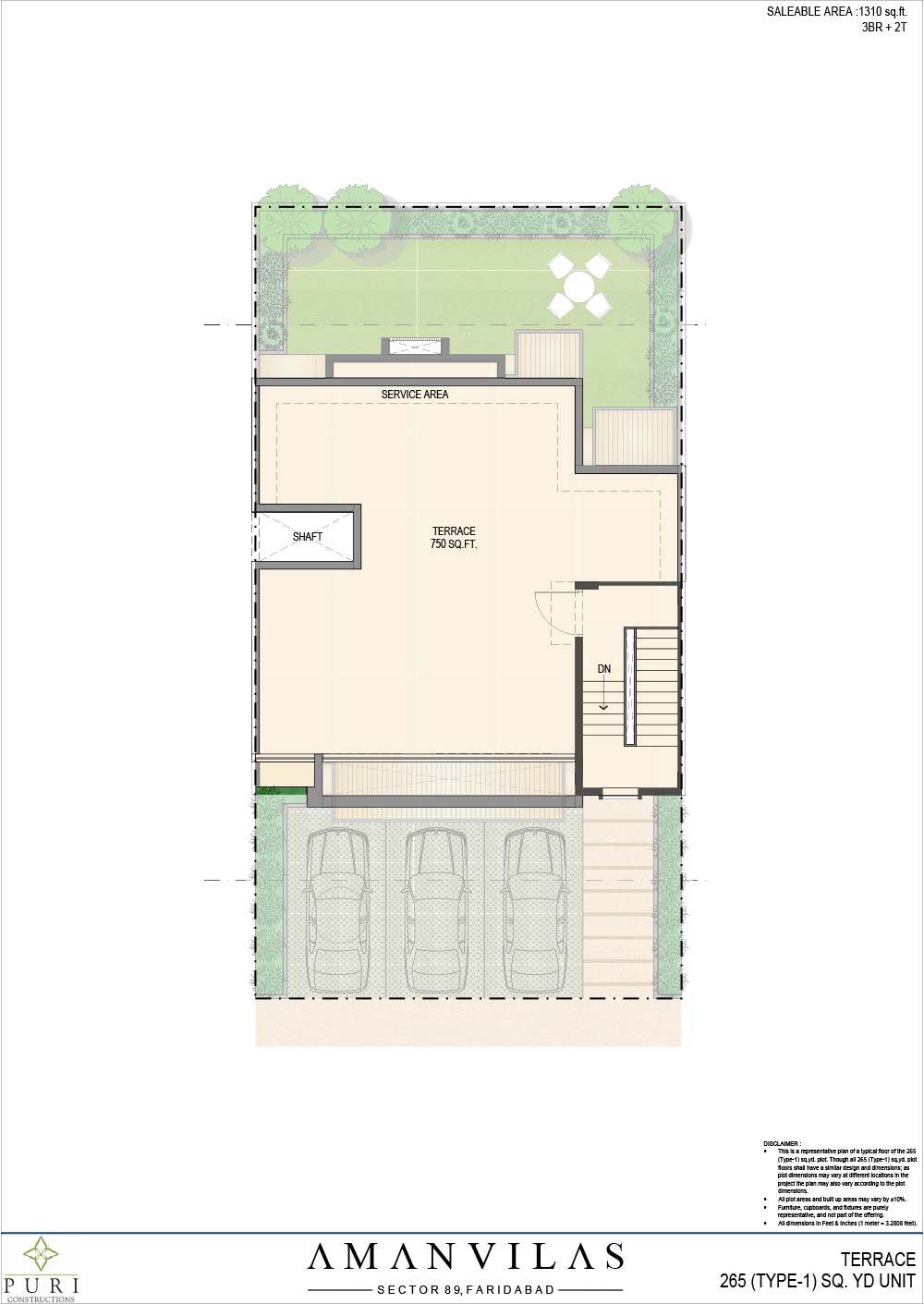 Floor Plan of 265 sq.yd. Type 1 Puri AmanVilas Faridabad