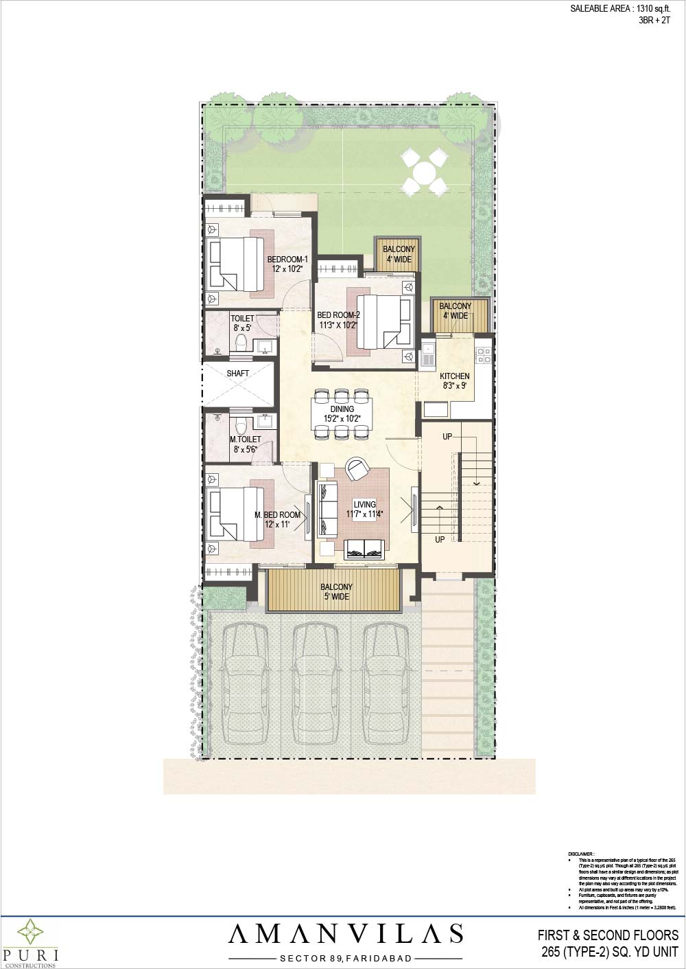 Floor Plan of 265 sq.yd. Type 2 Puri AmanVilas Faridabad