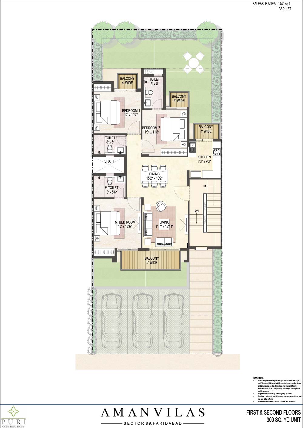 Floor Plan of 300 sq.yd. Puri AmanVilas Faridabad
