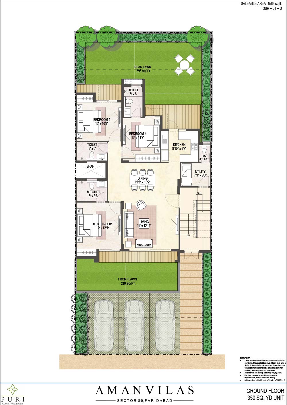 Floor Plan of 350 sq.yd. Puri AmanVilas Faridabad