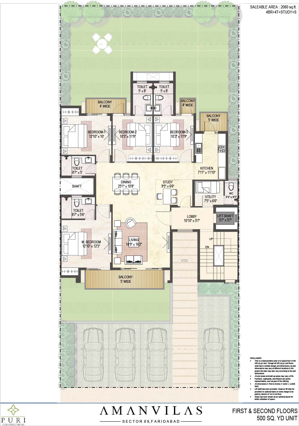 Floor Plan of 500 sq.yd. Puri AmanVilas Faridabad